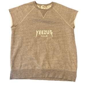Yeezus Tour Kanye West Cut-off Crewneck Grey Logo Yeezy Sweatshirt Size M